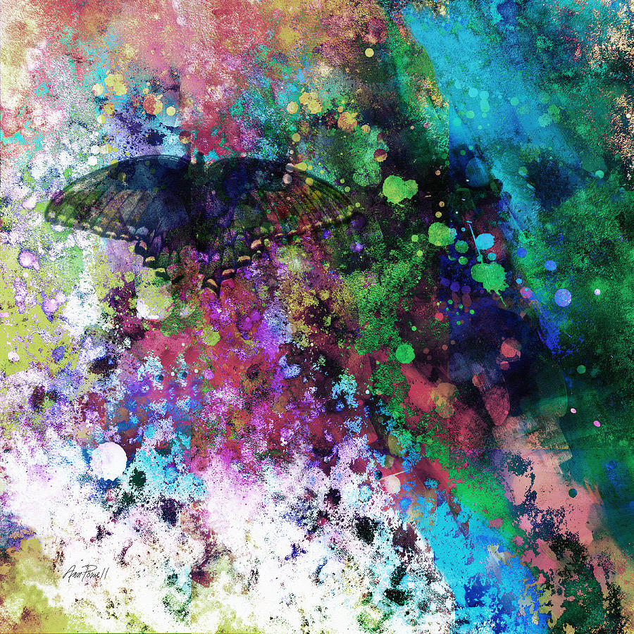 abstract art Butterfly Collage Painting by Ann Powell