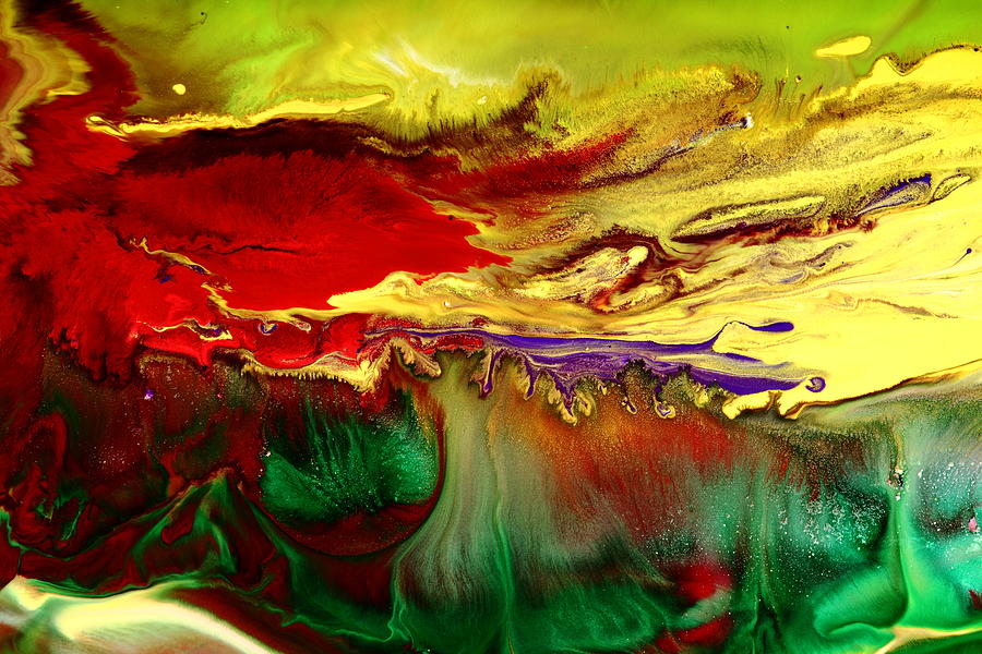 Abstract Art Colorful Fluid Painting Green Cave by Kredart Painting by Serg Wiaderny