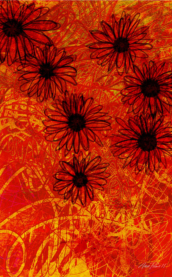 abstract - art- flowers - Daisies  Digital Art by Ann Powell