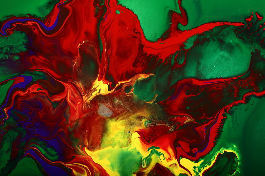 Abstract Art Original Colorful Fluid Painting Joker Hat by Kredart Painting by Serg Wiaderny