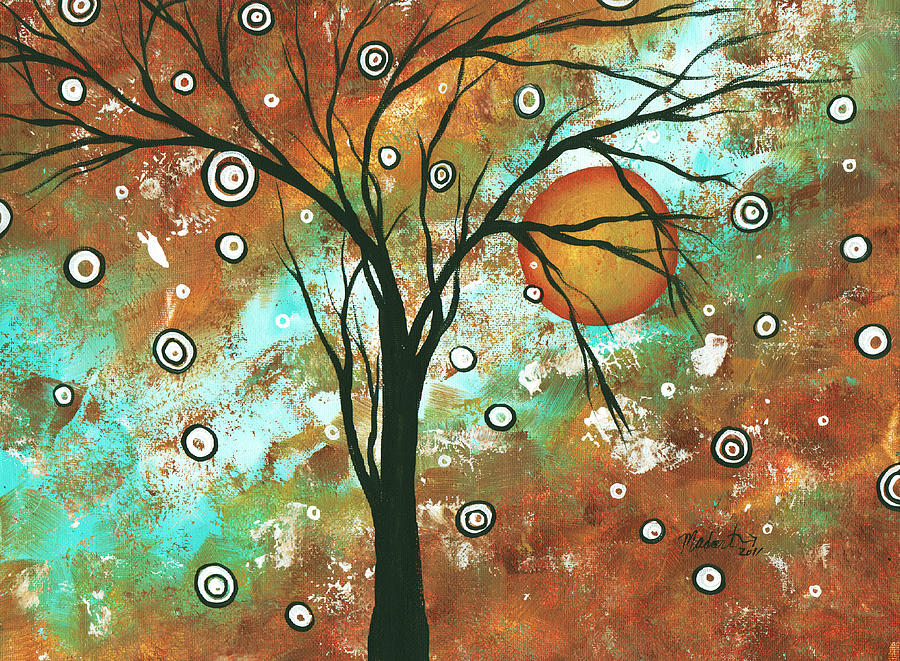 Abstract Painting - Abstract Art Original Landscape Painting Bold Circle of Life Design AUTUMNS EVE by MADART by Megan Aroon