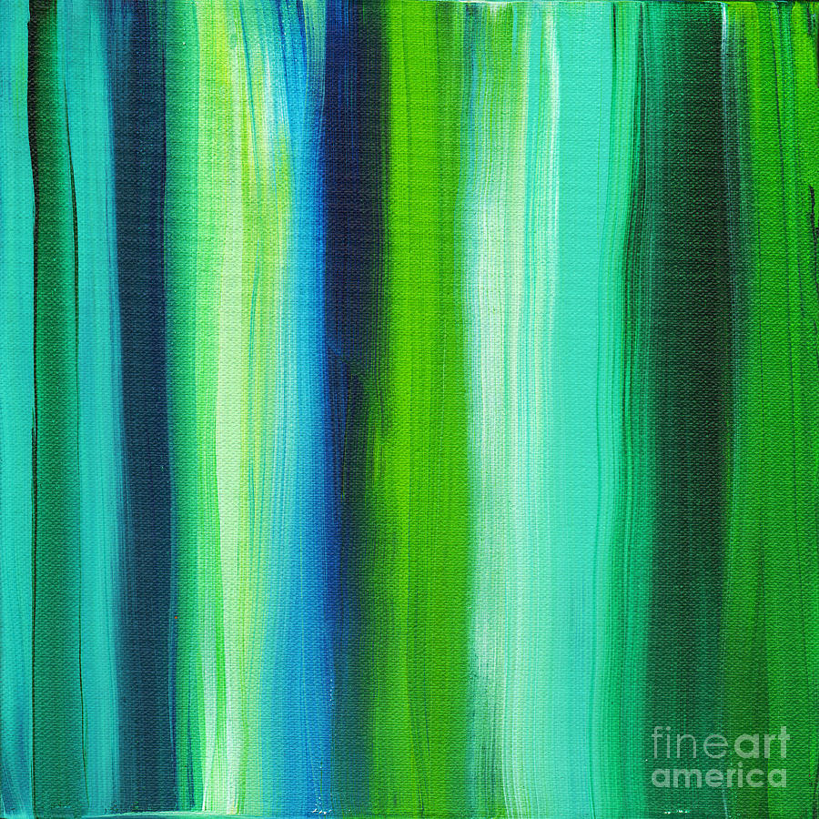 Abstract Painting - Abstract Art Original Textured Soothing Painting SEA OF WHIMSY STRIPES I by MADART by Megan Aroon