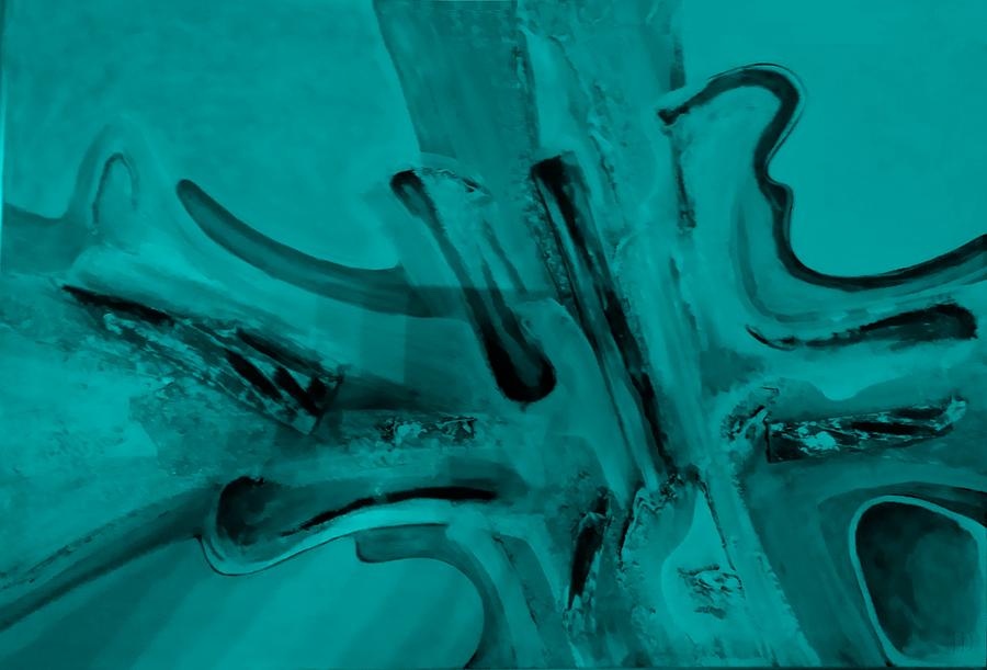 Abstract Art Turquoise Painting by Rob Hans
