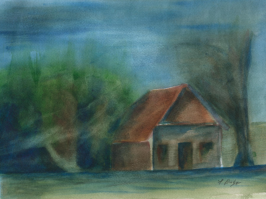 Barn Abstract Watercolor Painting by Frank Bright
