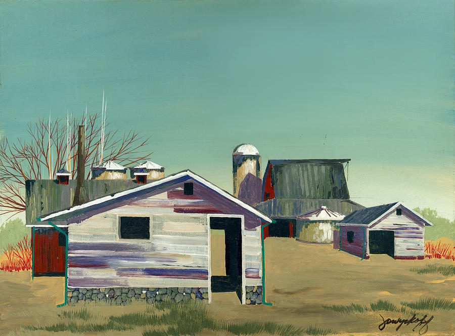 Barn Painting - Abstract Barn by John Wyckoff