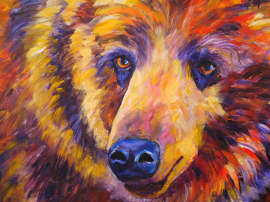 Abstract Bear Grizzley Painting by Mary Jo Zorad