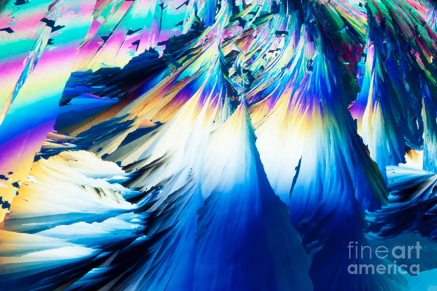 Magic Photograph - Abstract benzoic acid microcrystals color art by Stephan Pietzko