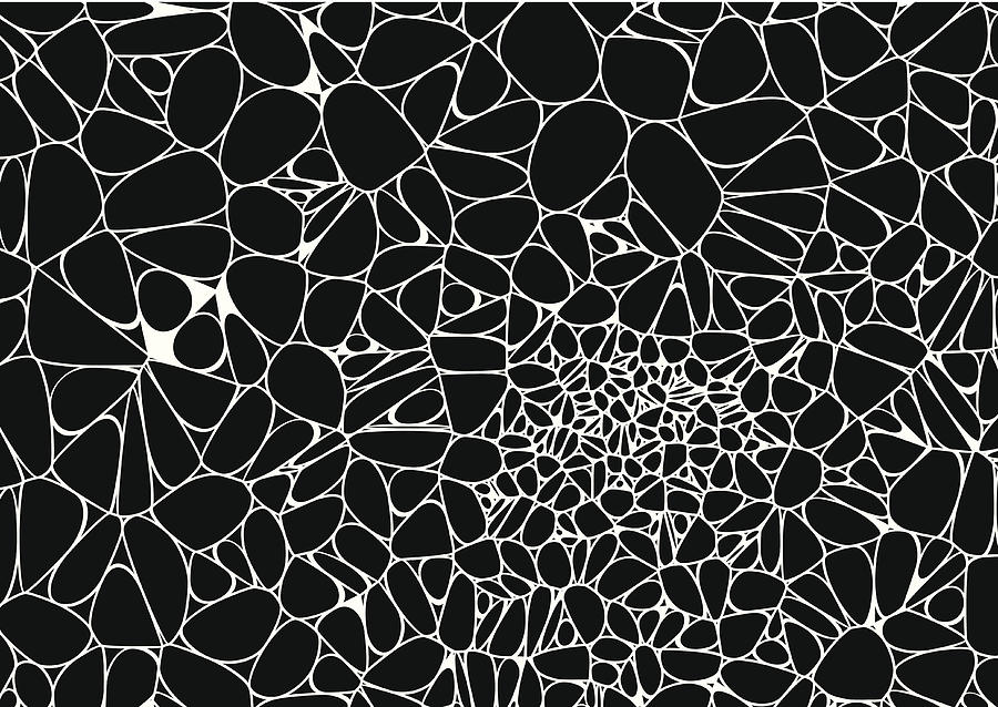 Abstract Black And White Speckle Shape Background Drawing by Shuoshu