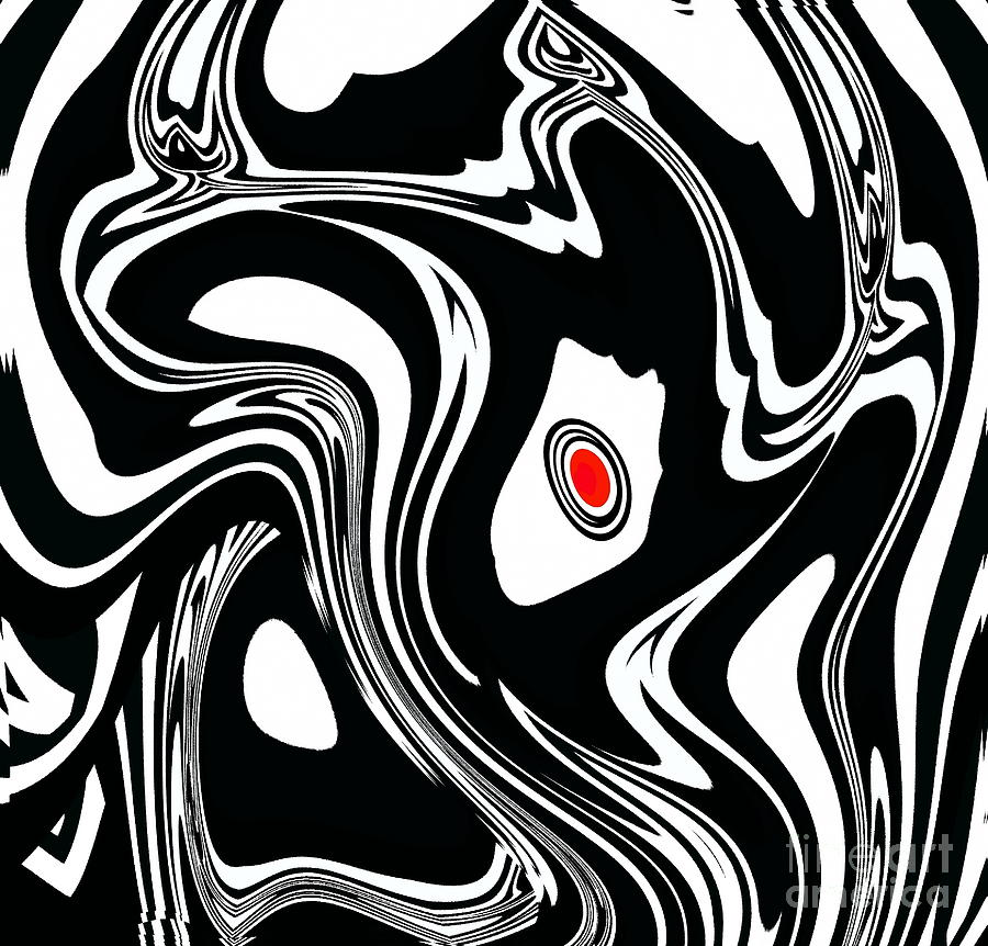 Abstract Black White Red Art Print No19