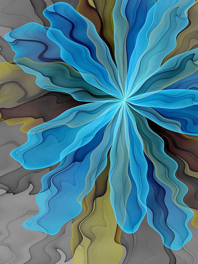 Abstract Blue Flower 2 Digital Art by Gabiw Art