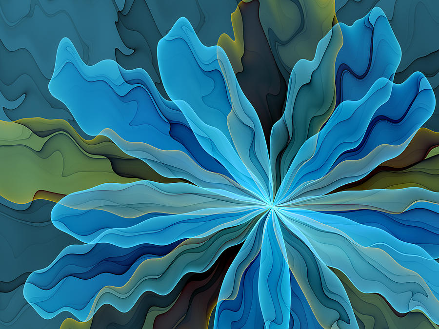 Abstract Blue Flower Digital Art by Gabiw Art
