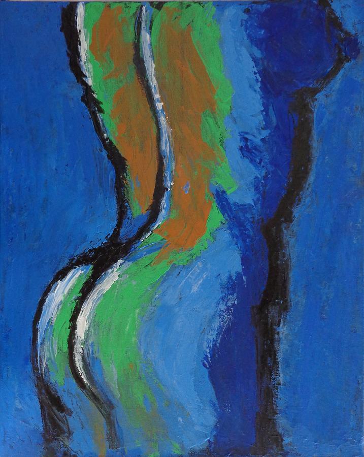 Abstract Blue Torso - Female Nude Painting by Carmen Tyrrell