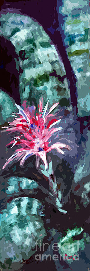 Abstract Bromeliad Pink Flower Painting by Ginette Callaway