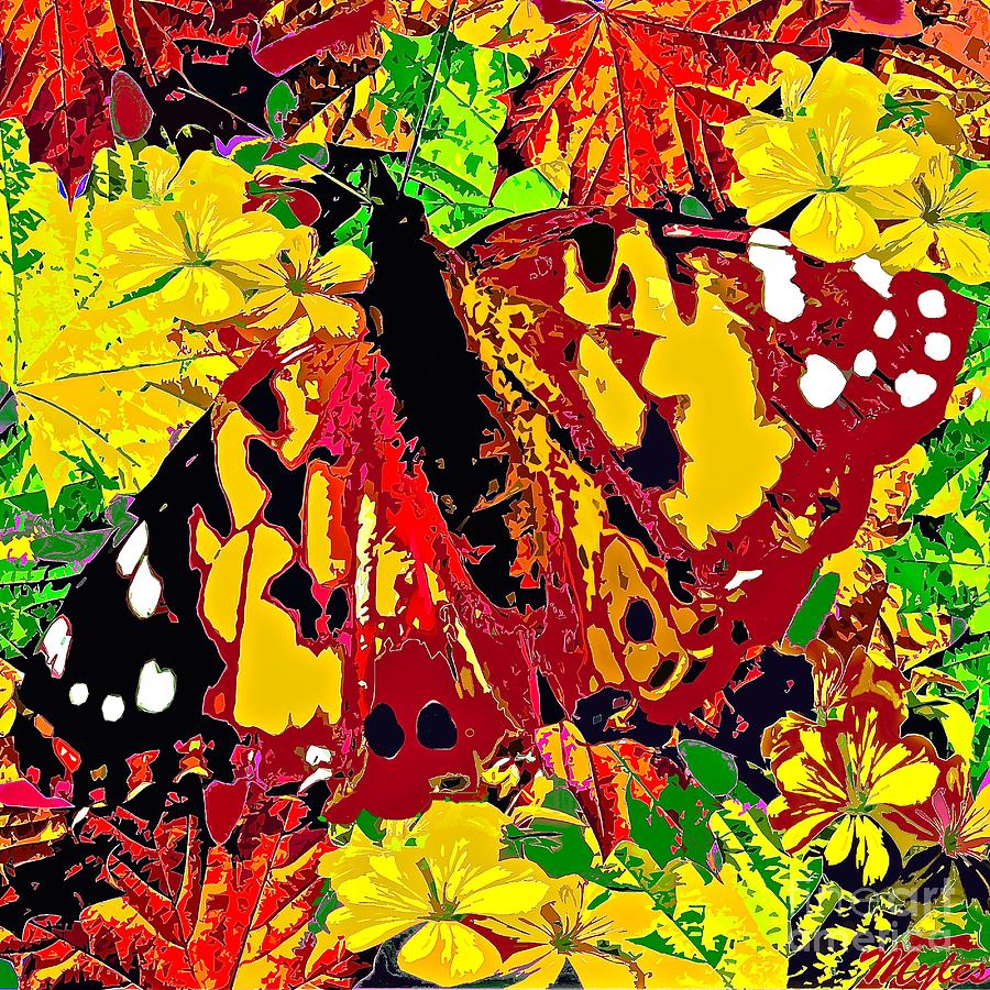 Abstract Butterfly #3 Autumn Painting by Saundra Myles