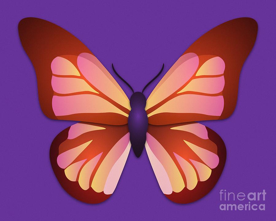 Butterfly Graphic Orange Pink Purple Digital Art by MM Anderson