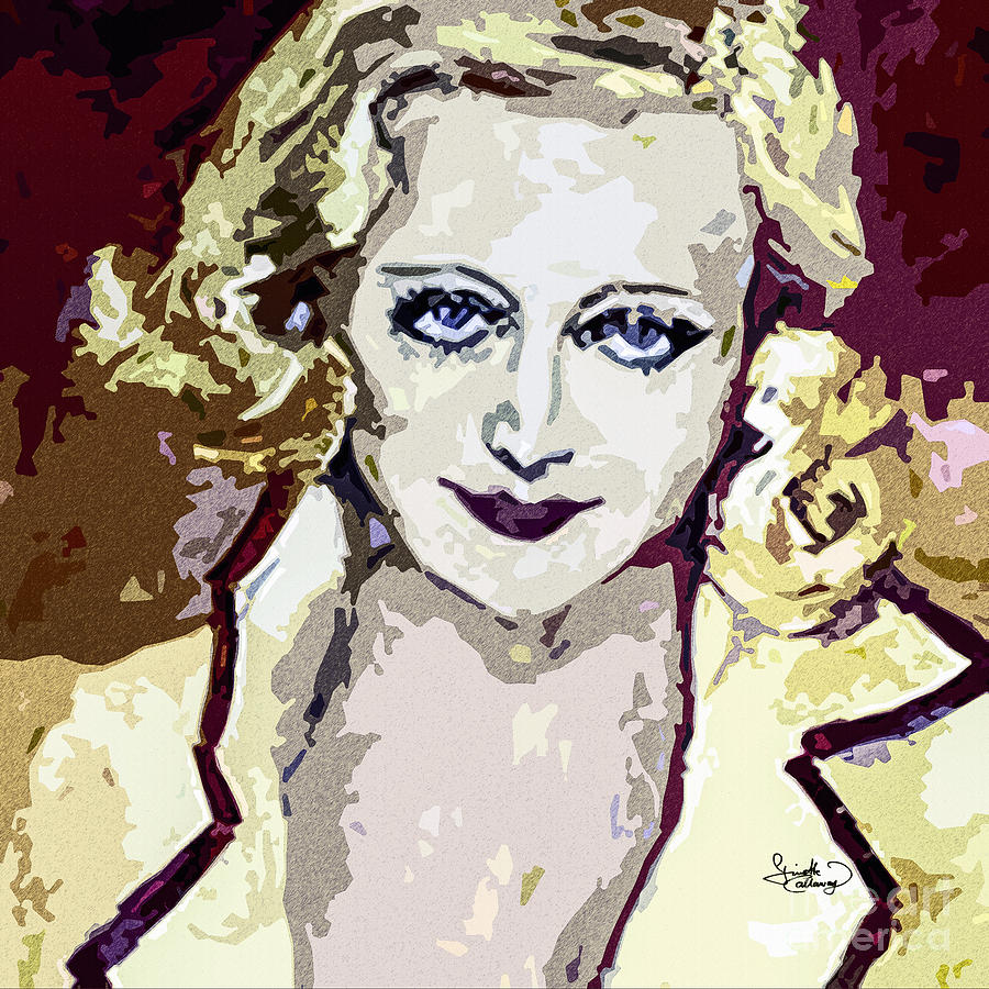 Abstract Carol Lombard Portrait  Painting by Ginette Callaway