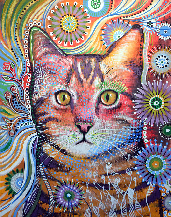 Animal Painting - Abstract Cat Art ... Olivia by Amy Giacomelli