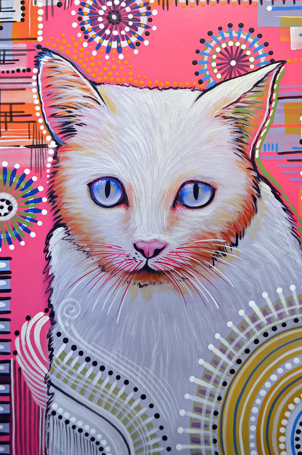Abstract cat art painting ... Slinky Painting by Amy Giacomelli