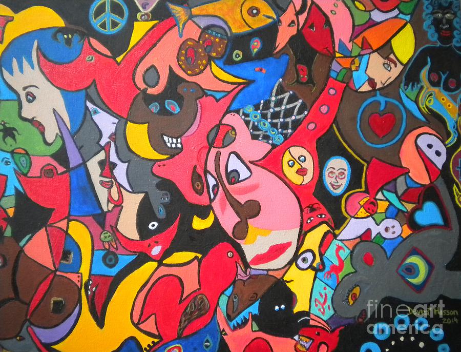 Abstract Characters Painting by Devra Hasson