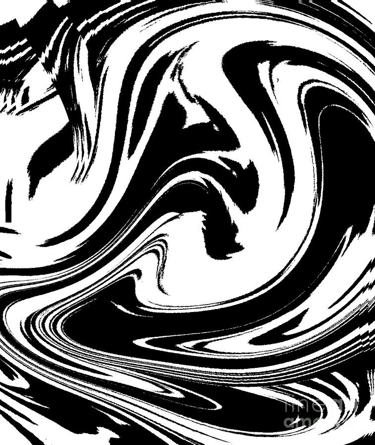 Abstract Circles Waves Black White Minimalist Art Print No39