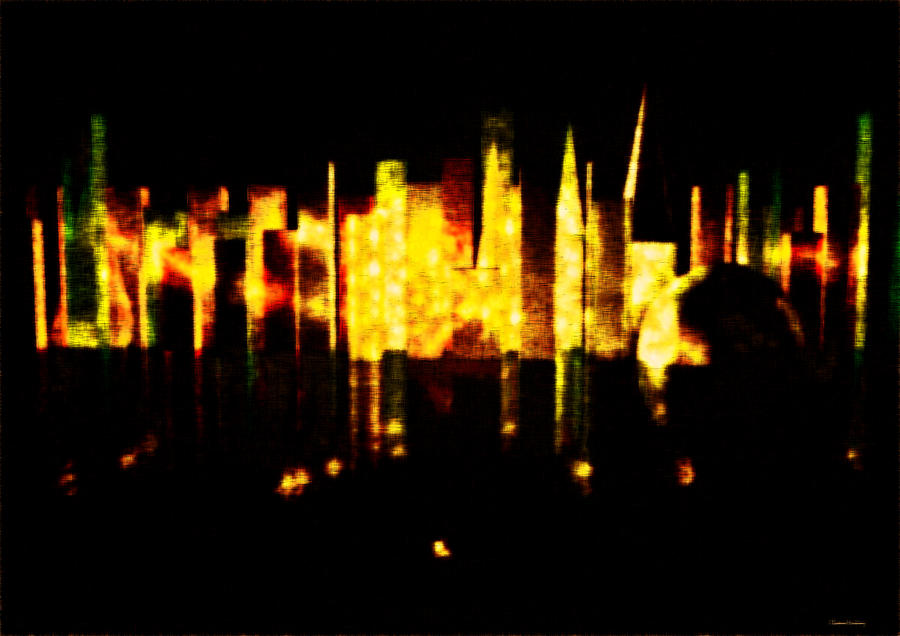 Abstract Digital Art - City in the Night by Ramon Martinez