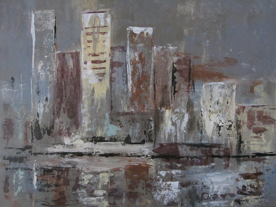 Abstract Painting - Abstract City Reflections by Anita Burgermeister