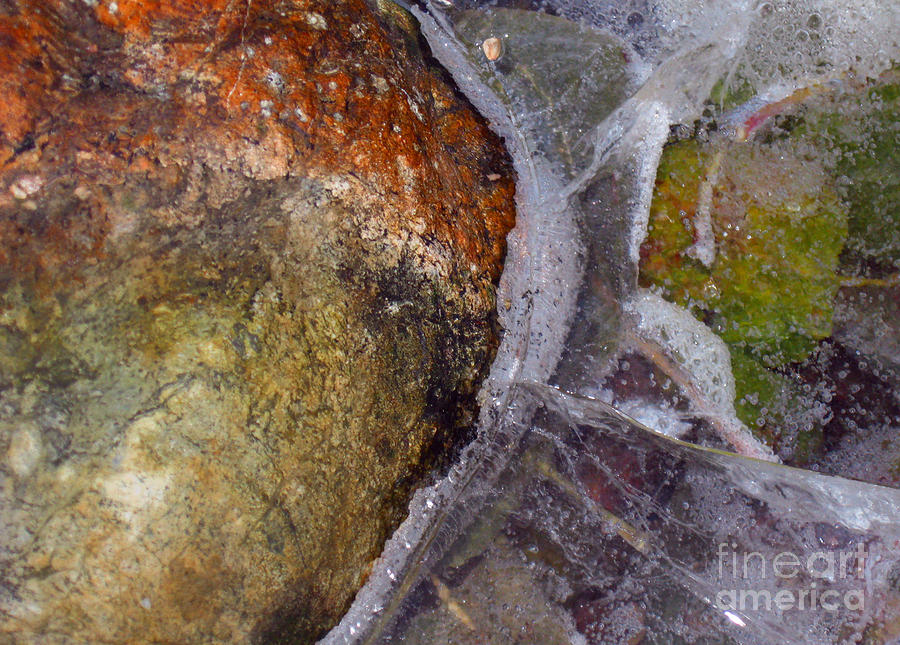 Abstract close up of frozen bird bath Photograph by Ellen Miffitt