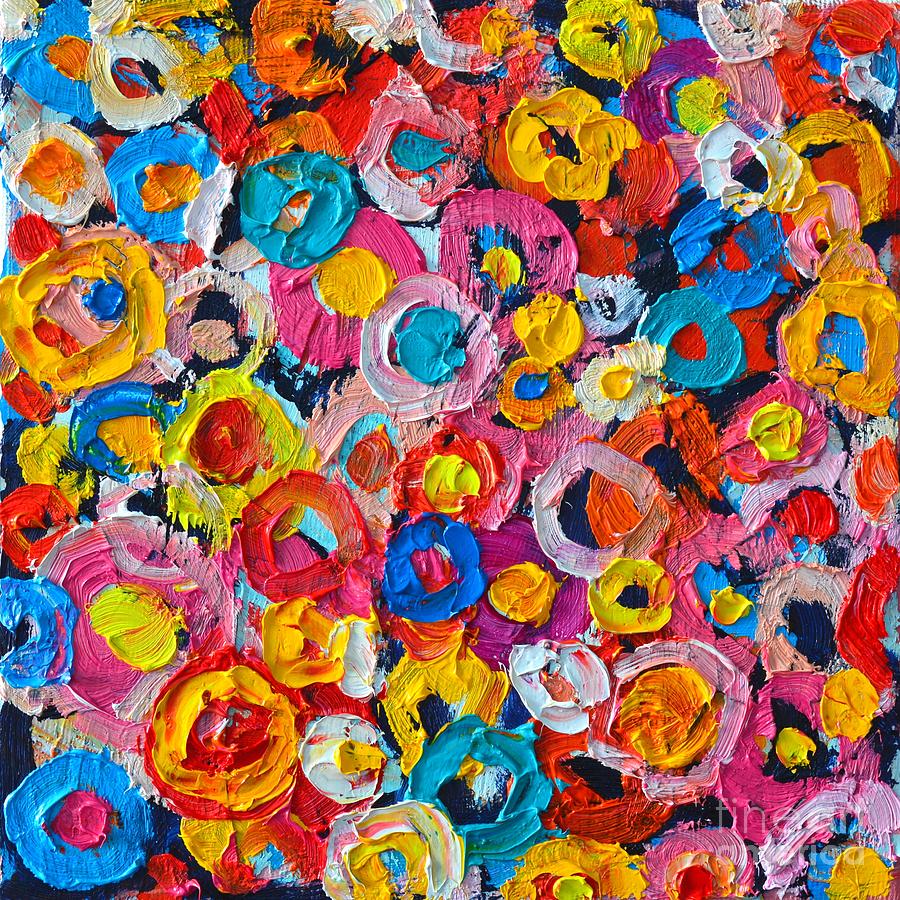 Abstract Colorful Flowers 1 - Paint Joy Series Painting by Ana Maria Edulescu