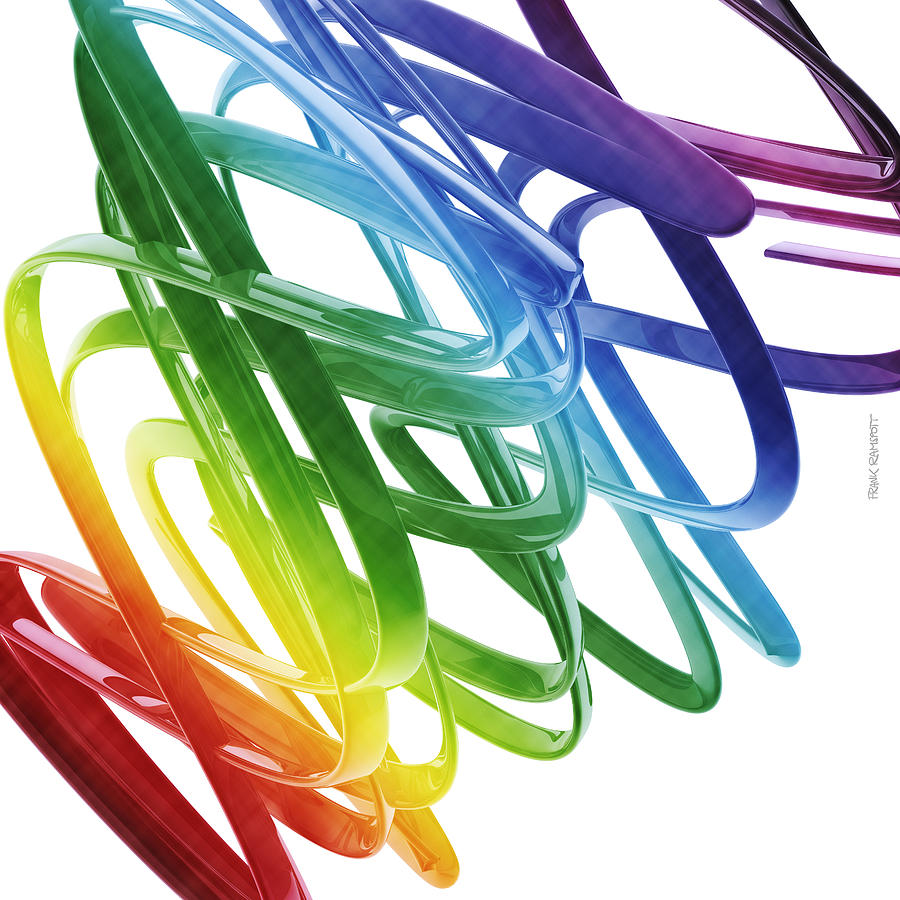 Abstract Digital Art - Abstract Colorful Random Chaos Curves by Frank Ramspott