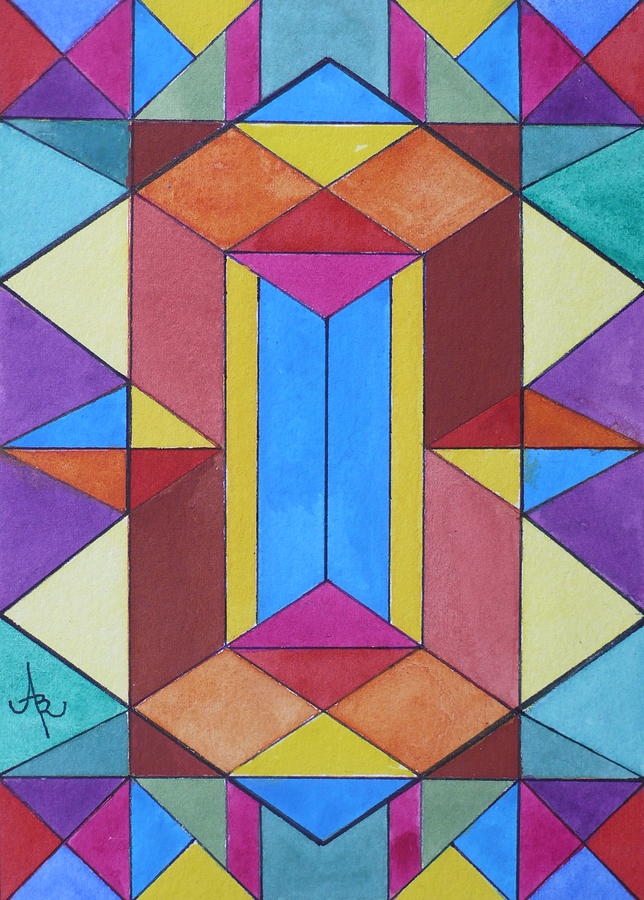 Abstract Colorful Stained Glass Window Design  Painting by Anna Ruzsan