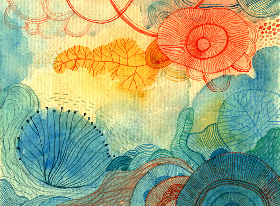 Abstract colourful watercolour background Drawing by Beastfromeast