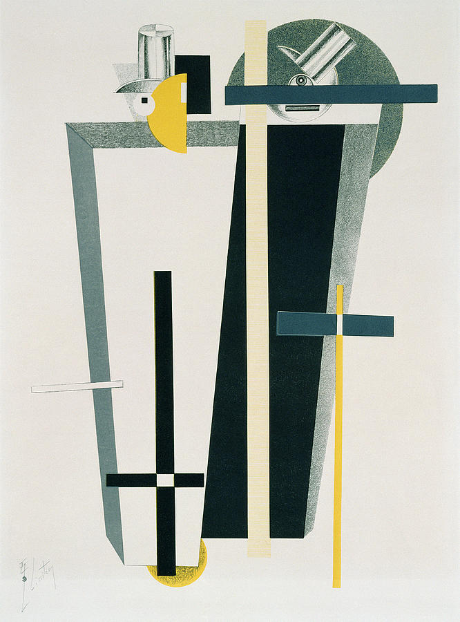 Abstract Composition In Grey, Yellow Drawing by Eliezer Markowich Lissitzky