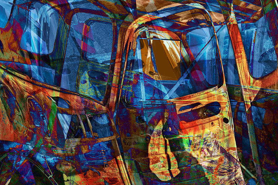 Abstract Photograph - Abstract Composition of Junked Truck Interior by Randall Nyhof