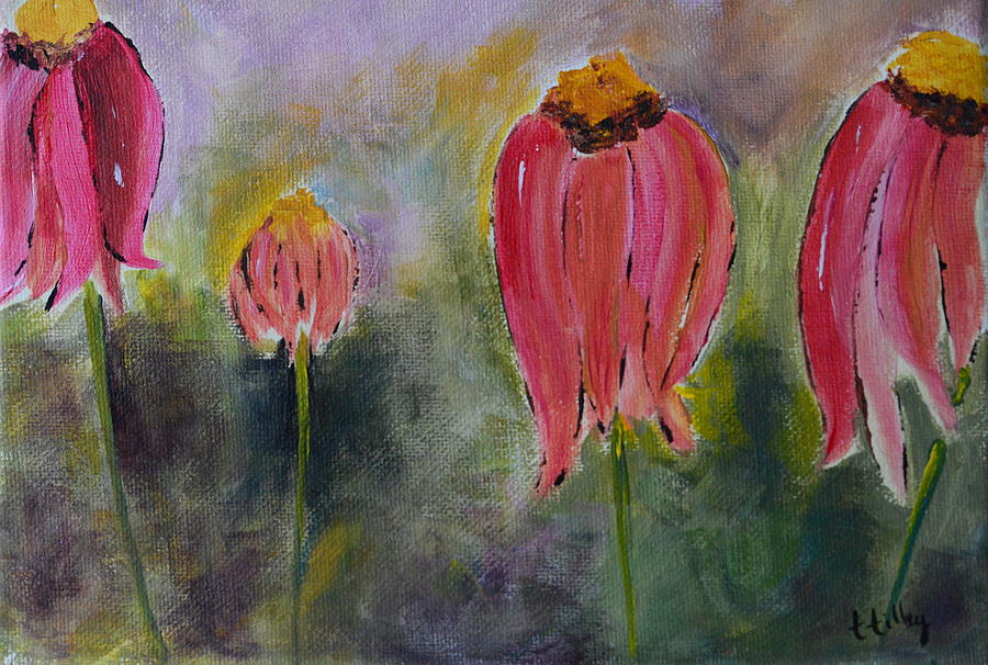 Abstract Coneflower Painting by Teresa Tilley