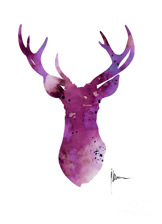 Abstract deer head artwork for sale Painting by Joanna Szmerdt | Fine