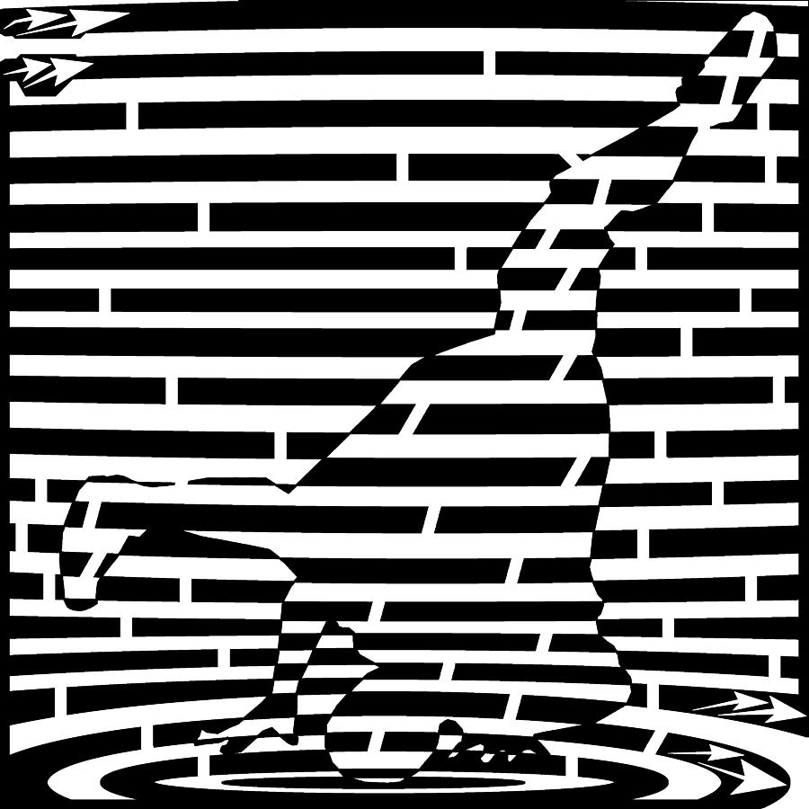 Music Drawing - Abstract Distortion Break Dance Maze by Yonatan Frimer Maze Artist