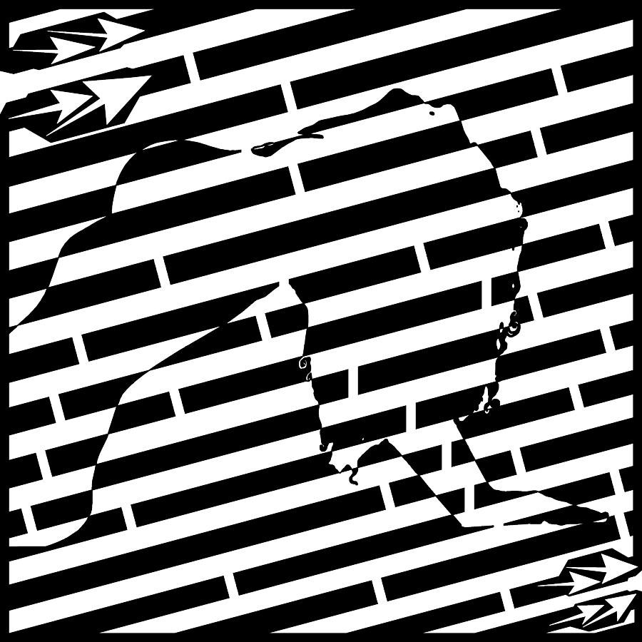 Summer Drawing - Abstract Distortion Sexy Woman Maze by Yonatan Frimer Maze Artist