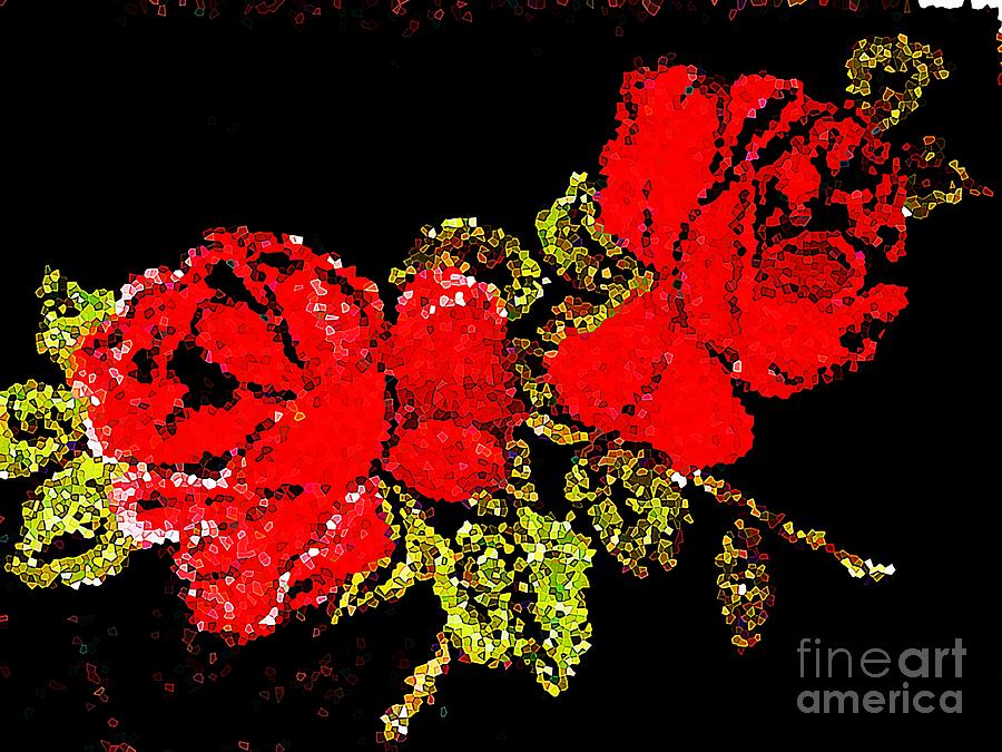 Abstract Dueling Roses Painting by Saundra Myles