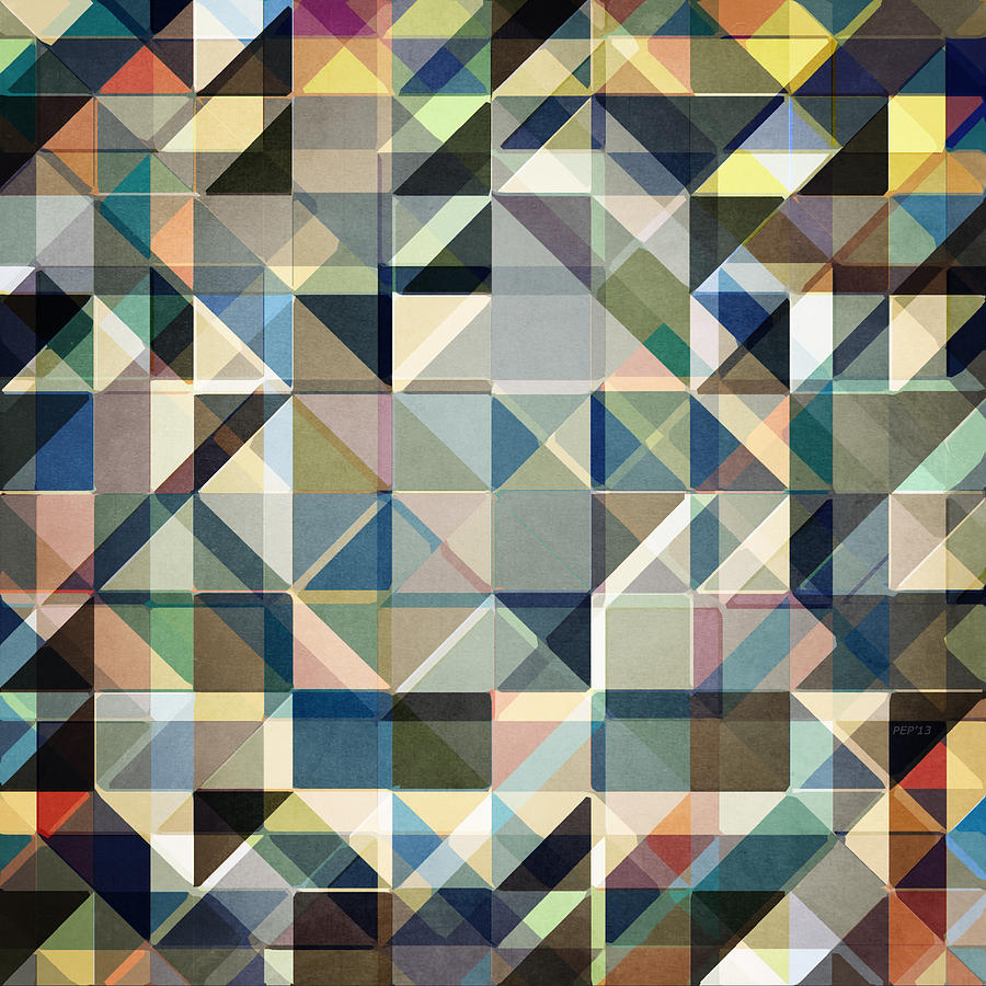 Abstract Earth Tone Grid Digital Art by Phil Perkins