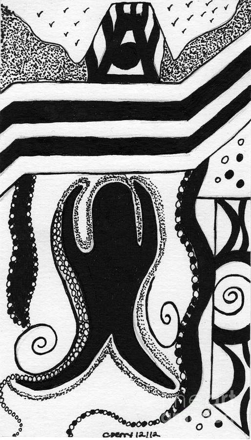 Abstract Figure In Black 3 Drawing by Christine Perry
