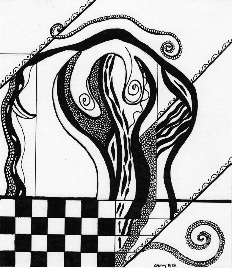 Abstract Figure In Black And White 2 Drawing By Christine Perry