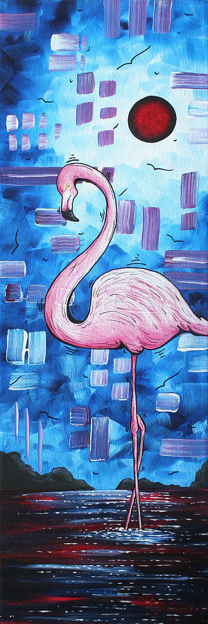 Abstract Flamingo Tropical Art Original Painting FLAMINGO DREAMS by MADART Painting by Megan Aroon