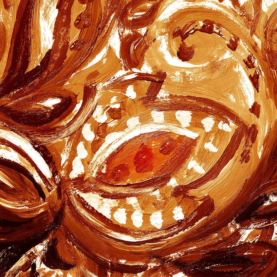 Abstract Floral Butterscotch And Chocolate Painting by Irina Sztukowski