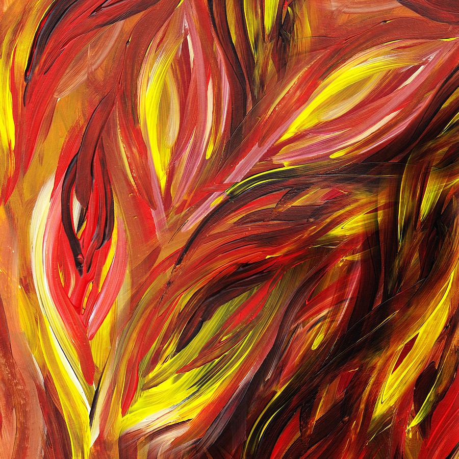 Abstract Floral Flaming Leaves Painting by Irina Sztukowski