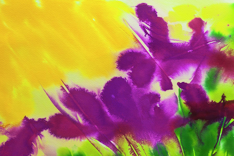 Abstract Floral Iris Watercolor Digital Art by Brad Rickerby