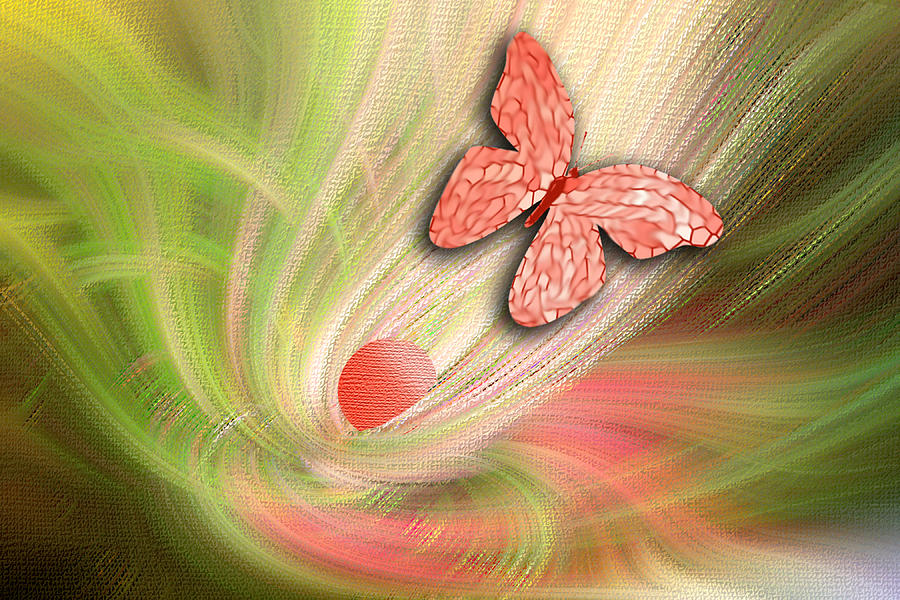 Abstract Floral with Butterfly Digital Art by Linda Phelps