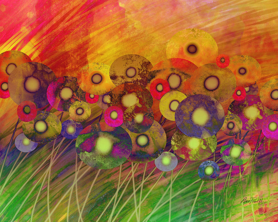 Abstract Flower Garden Fantasy - abstract art Painting by Ann Powell