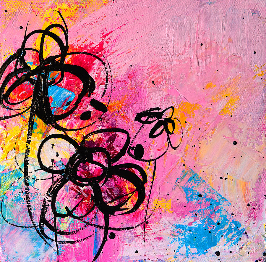 Abstract Flowers in hot pink 1 Painting by Patricia Awapara