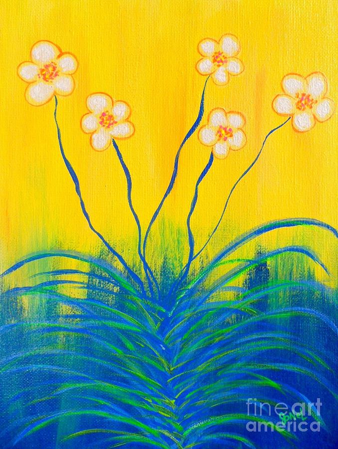 Abstract Painting - Abstract Flowers-Yellow by JoNeL Art