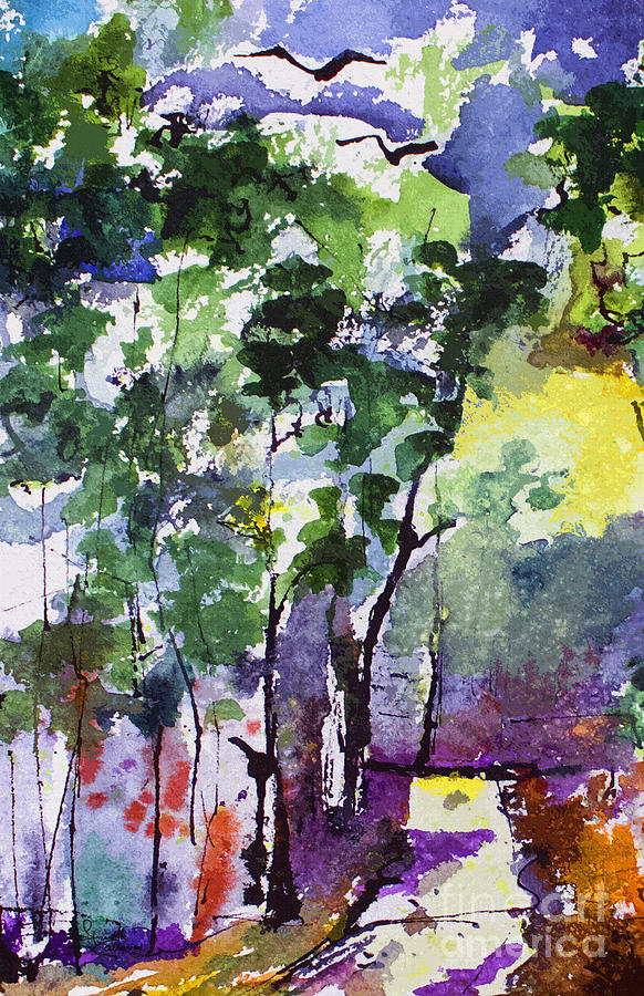 Abstract Painting - Abstract Forest Path #1 by Ginette Callaway